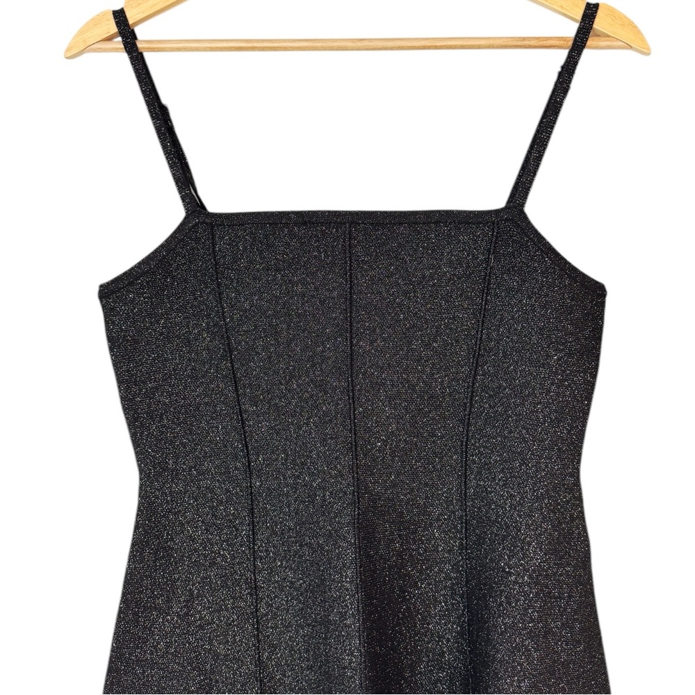 Anthropologie Square-Neck Pleated A-Line Lurex Mini Sweater Dress Medium - Picture 7 of 13